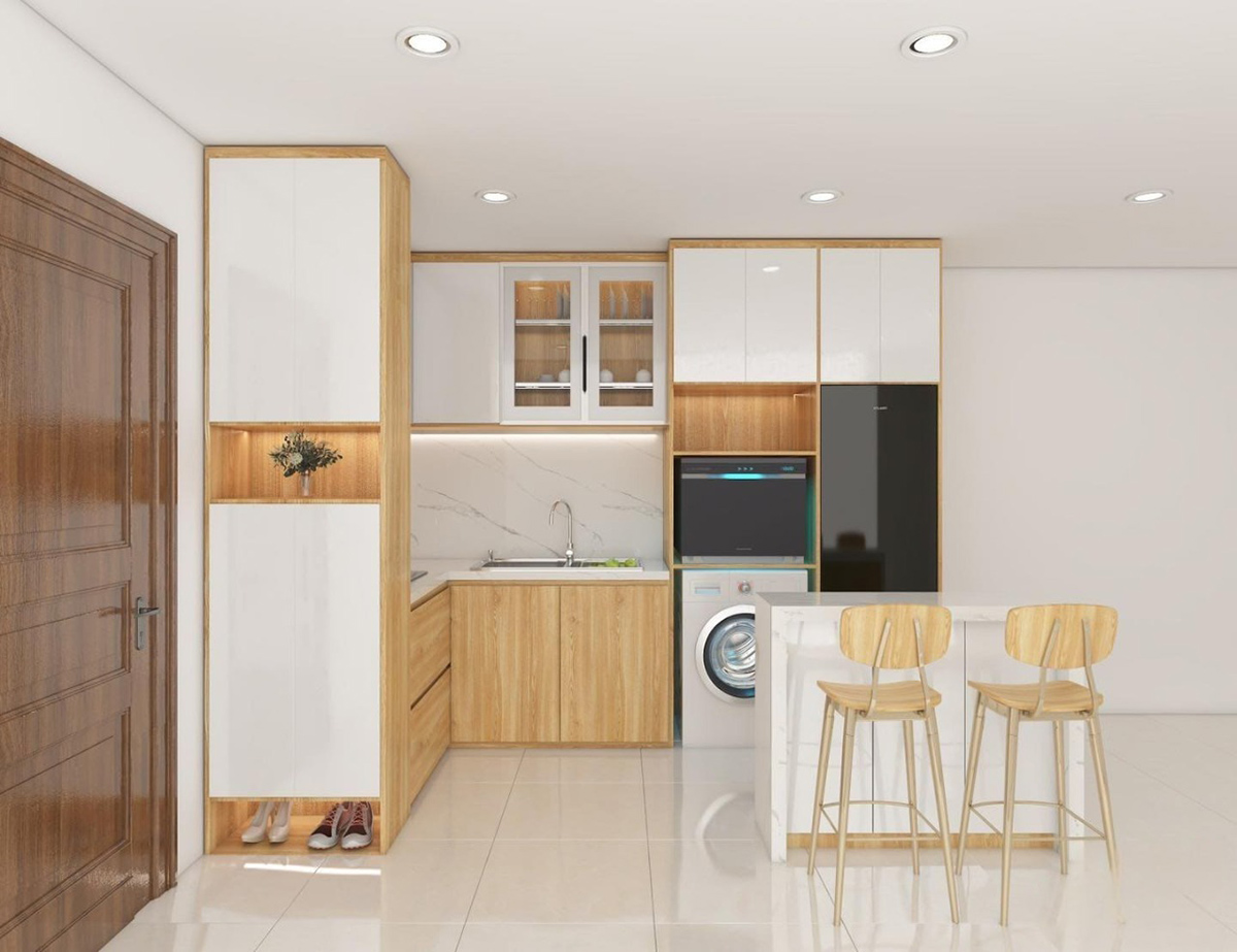Tủ bếp chữ L hiện đại cho chung cư là lựa chọn tối ưu cho không gian sống đô thị
