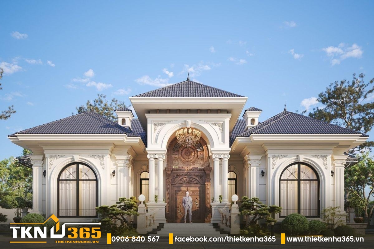 Biệt thự kiểu pháp 1 tầng mái Nhật