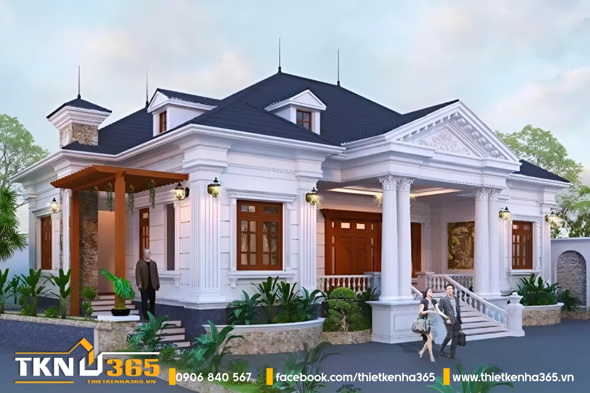 Biệt thự 1 tầng Pháp đơn giản mà sang trọng, đẳng cấp