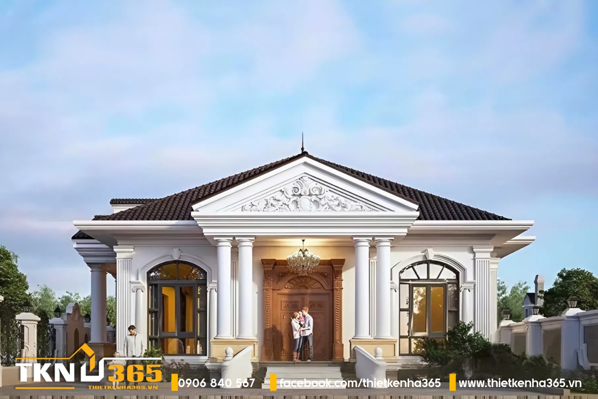 Biệt thự vườn kiểu Pháp 1 tầng với 3 phòng ngủ sang trọng và xa hoa