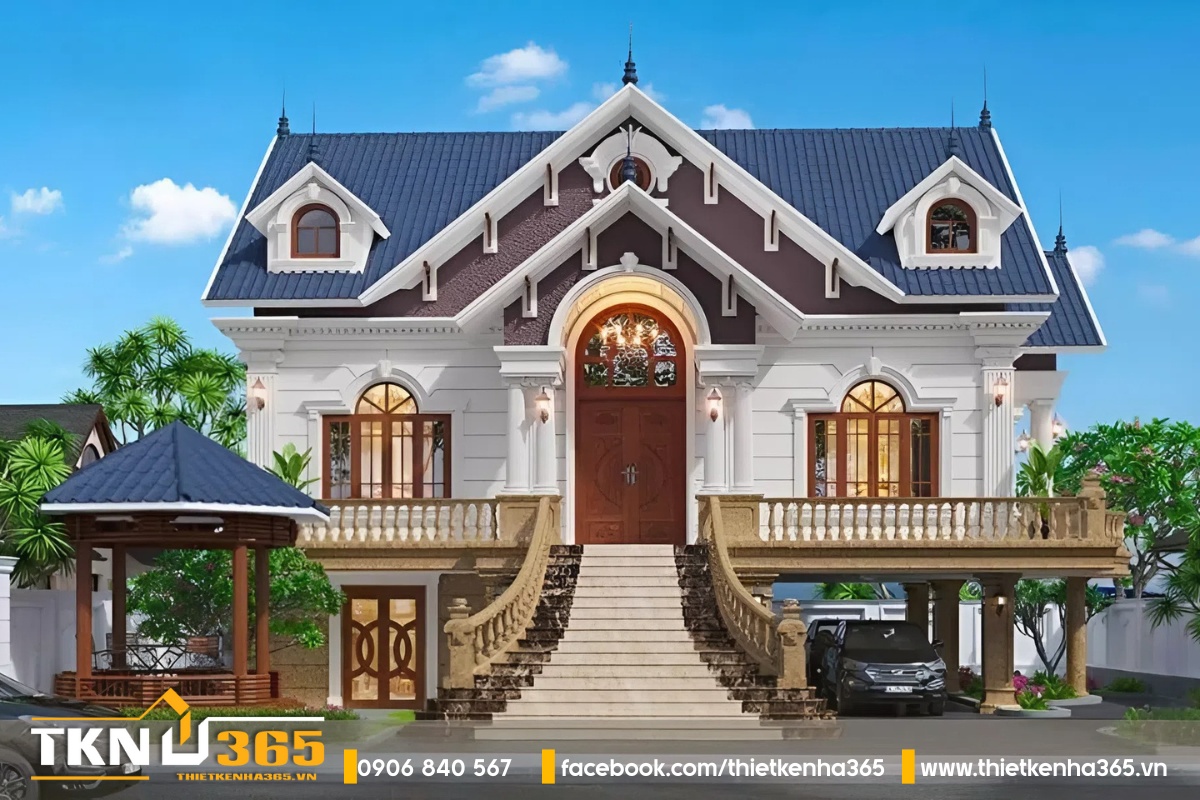 Biệt thự vườn kiểu Pháp 1 tầng với 3 phòng ngủ sang trọng và xa hoa