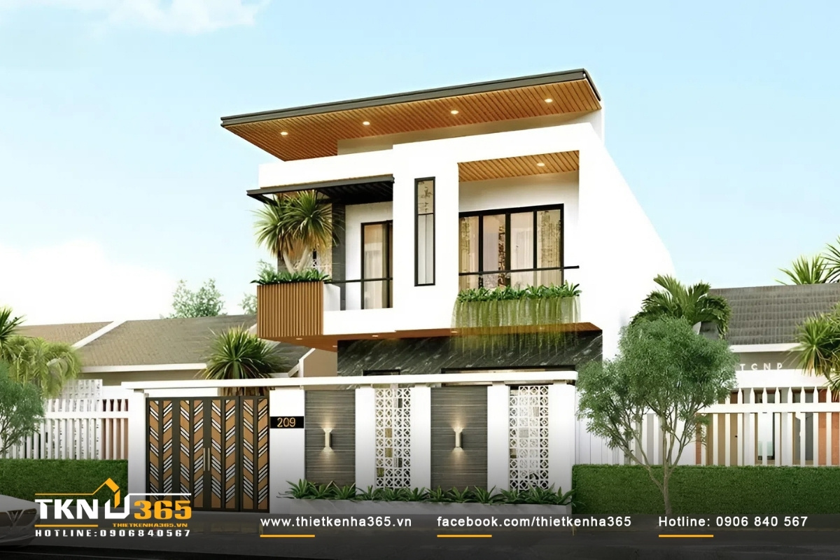 Mẫu biệt thự 2 tầng m&aacute;i bằng hiện đại dạng nh&agrave; cấp 4 đẳng cấp, hiện đại