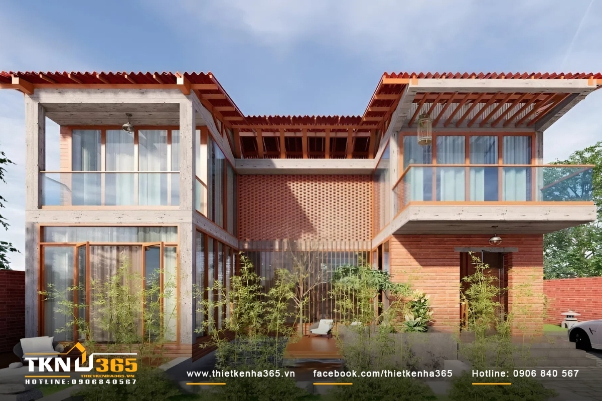 Mẫu biệt thự hiện đại với m&aacute;i bằng h&igrave;nh chữ L