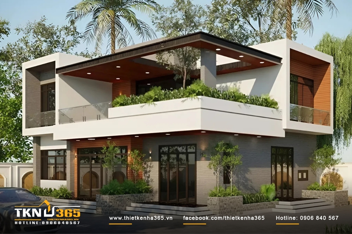 Mẫu biệt thự 2 tầng 1 tum m&aacute;i bằng mang lại kh&ocirc;ng gian sống hiện đại v&agrave; tiện nghi