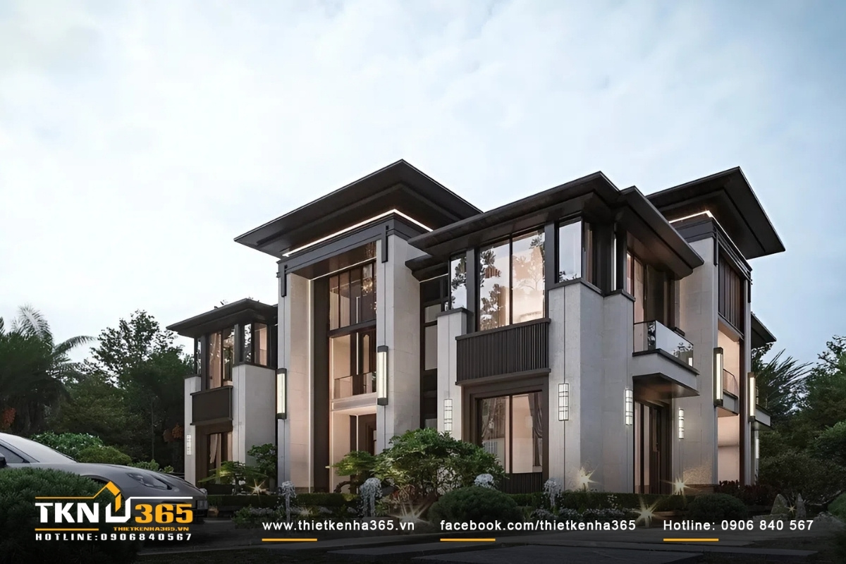 Mẫu biệt thự 2 tầng m&aacute;i bằng hiện đại với kh&ocirc;ng gian mở v&agrave; &aacute;nh s&aacute;ng tự nhi&ecirc;n cho ng&ocirc;i nh&agrave;