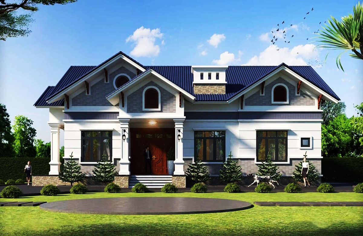 Mẫu biệt thự 1 tầng 4 phòng ngủ sang trọng, lịch sự