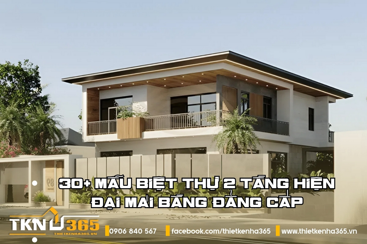 mẫu biệt thự 2 tầng hiện đại mái bằng thum
