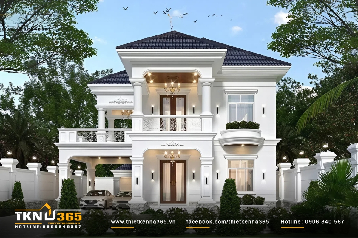 Biệt thự 2 tầng tân cổ điển có sân vườn rộng được yêu thích nhất
