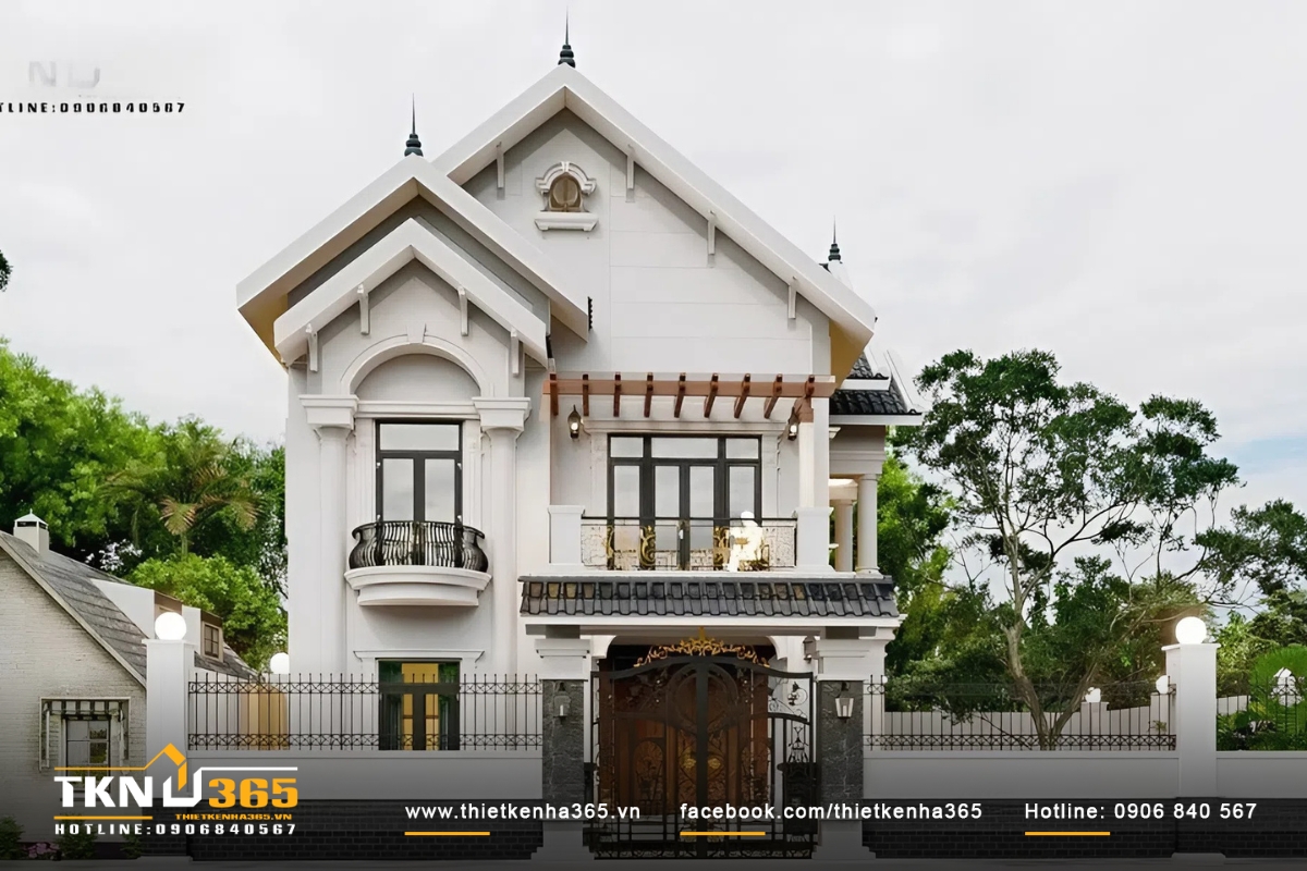 Mẫu biệt thự 2 tầng tân cổ điển mái thái đẹp tinh tế