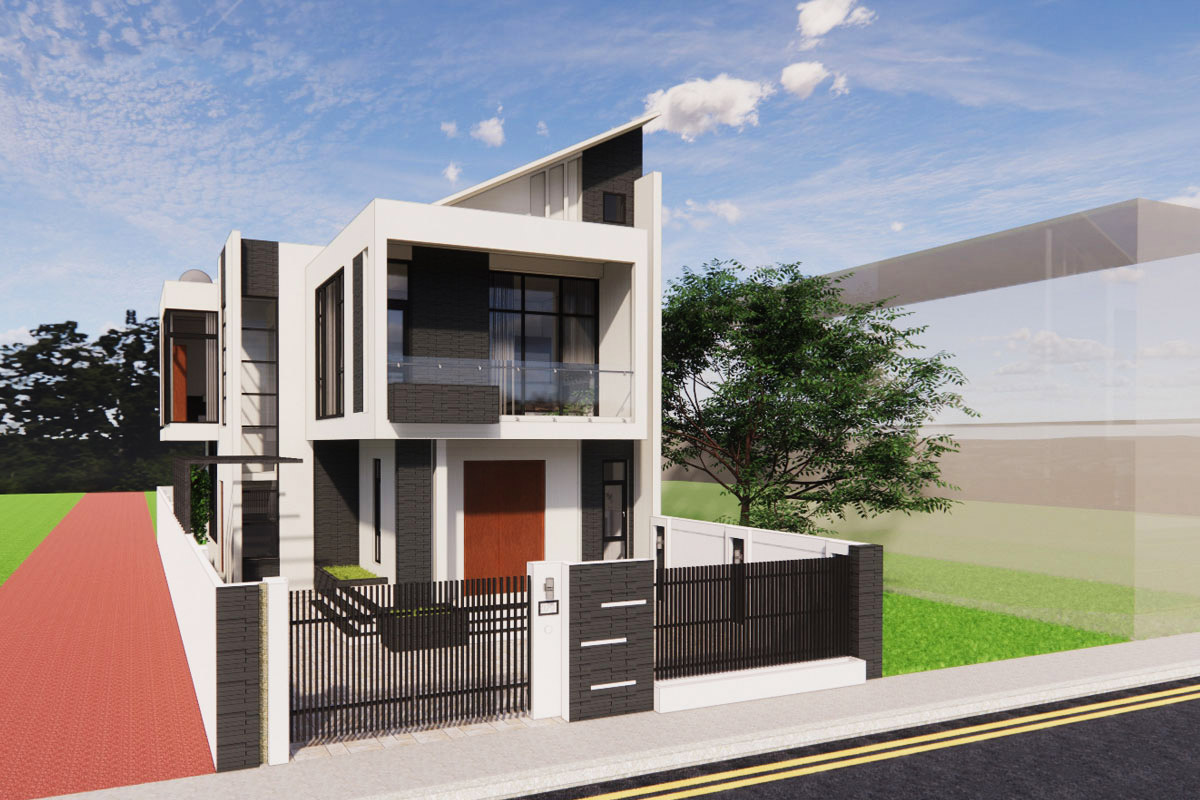 Mẫu nhà 2 tầng dạng ống có mái tôn đơn giản nhỏ gọn Mẫu nhà 2 tầng dạng ống có mái tôn đơn giản nhỏ gọn