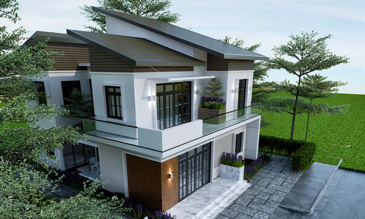 Mẫu nhà 2 tầng mái tôn đẹp nhiều cấp độc đáo, tôn hợp màu xám kết hợp với vách cam trẻ trung Mẫu nhà 2 tầng mái tôn đẹp nhiều cấp độc đáo, tôn hợp màu xám kết hợp với vách cam trẻ trung