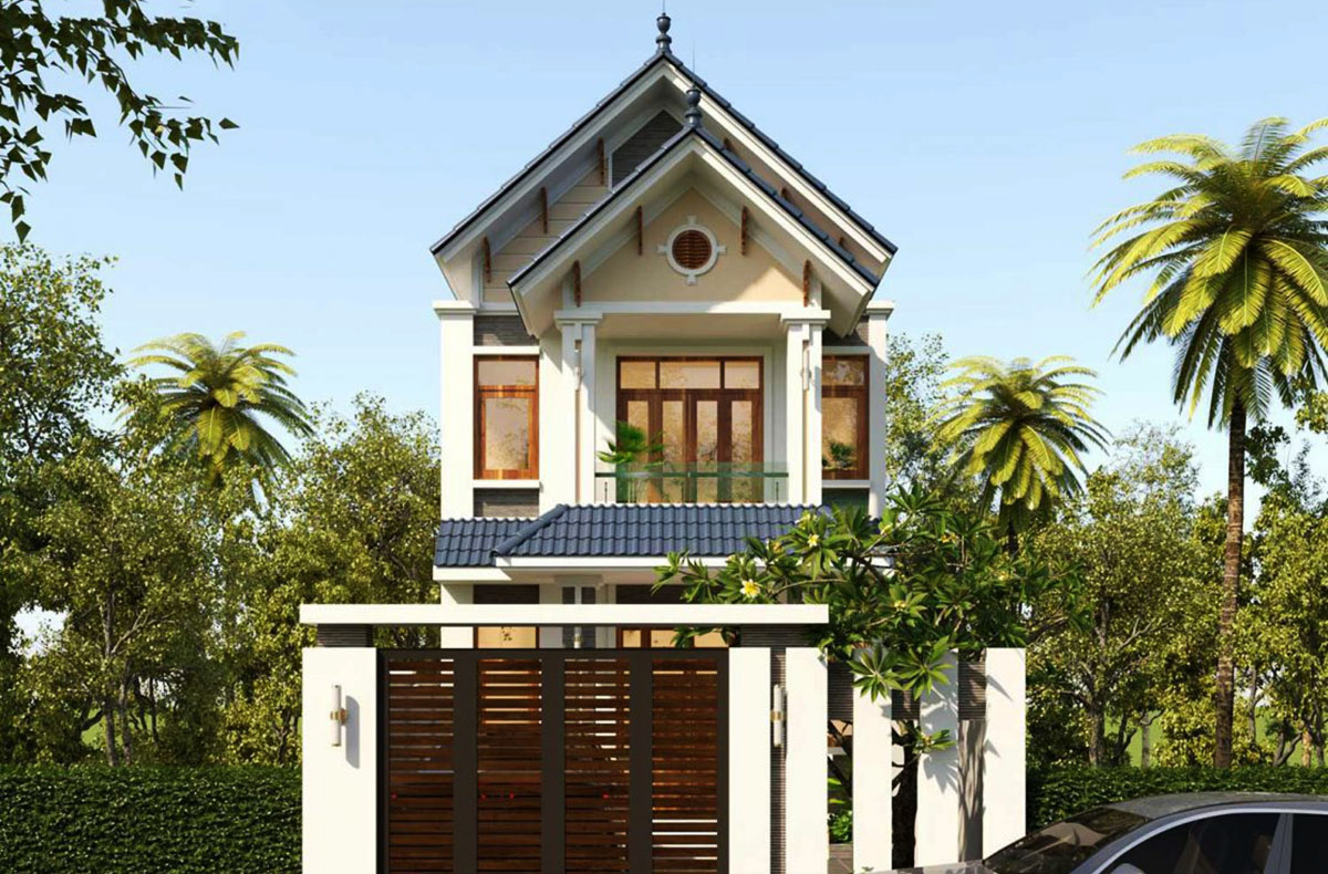 Mẫu nhà 2 tầng mái tôn đẹp với 3 phòng ngủ có thể kết hợp cùng kiểu mái chéo để ăn gian phần không gian Mẫu nhà 2 tầng mái tôn đẹp với 3 phòng ngủ có thể kết hợp cùng kiểu mái chéo để ăn gian phần không gian