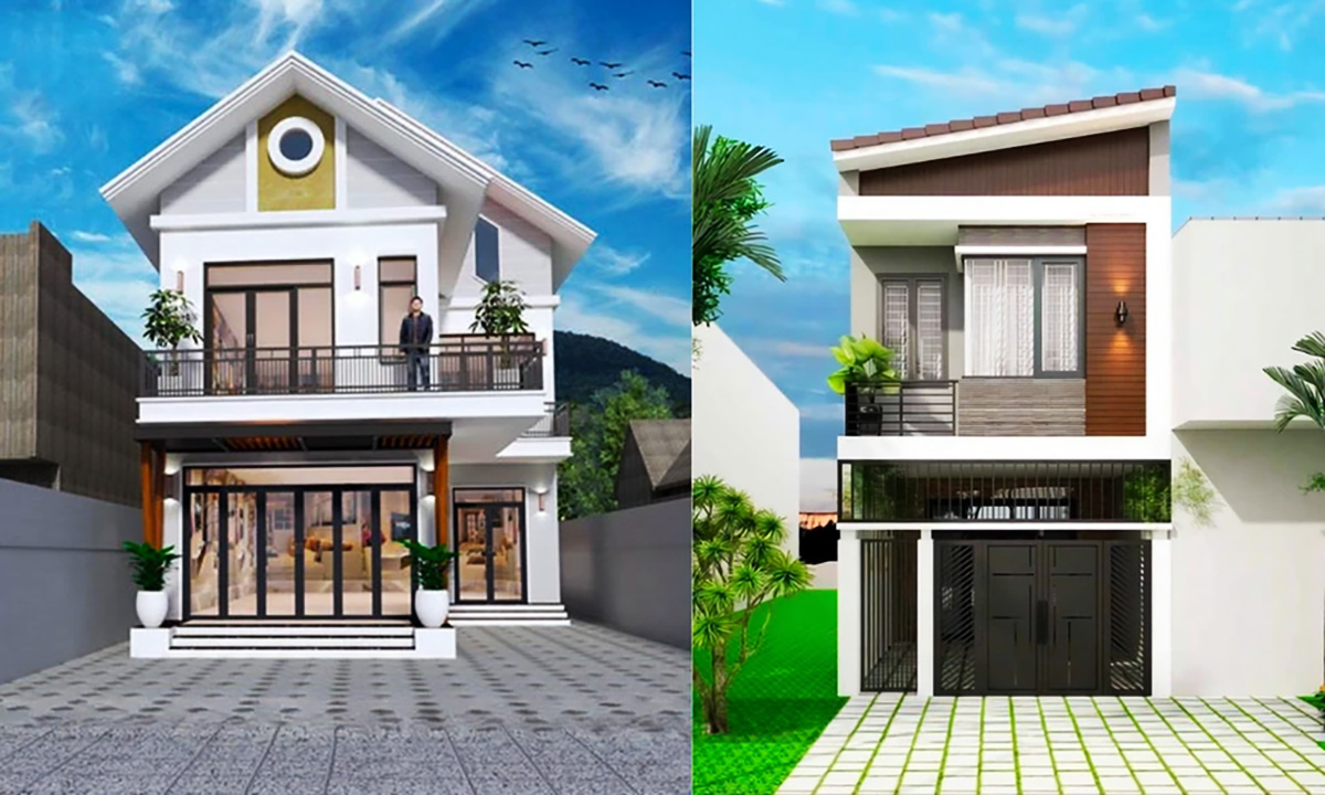 Mẫu nhà 2 tầng mái tôn dùng chữ A giúp cho tốc độ thoát nước nhanh chóng hơn khi trời mưa lớn Mẫu nhà 2 tầng mái tôn dùng chữ A giúp cho tốc độ thoát nước nhanh chóng hơn khi trời mưa lớn