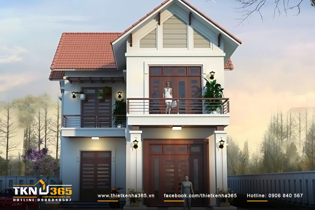 Mẫu nhà phố mặt tiền 8m 2 tầng đơn giản, hiện đại