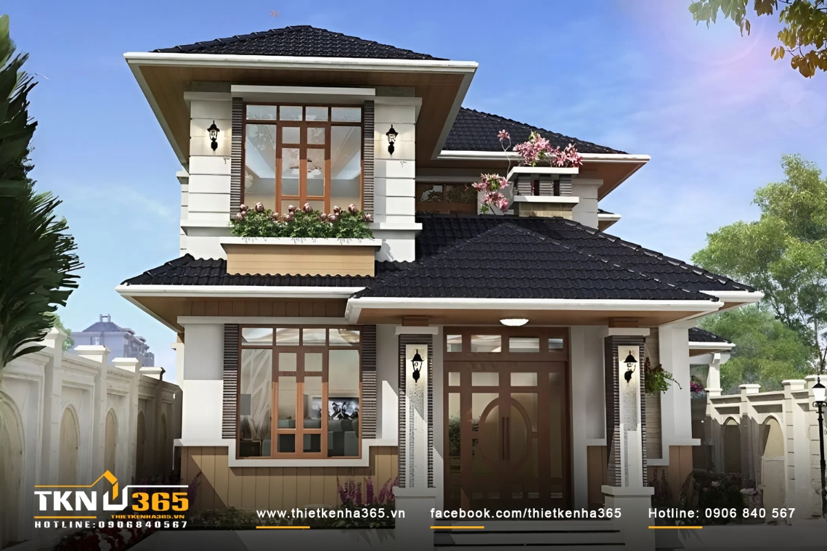 Mẫu nhà 2 tầng 8m thiết kế tiện nghi, hiện đại