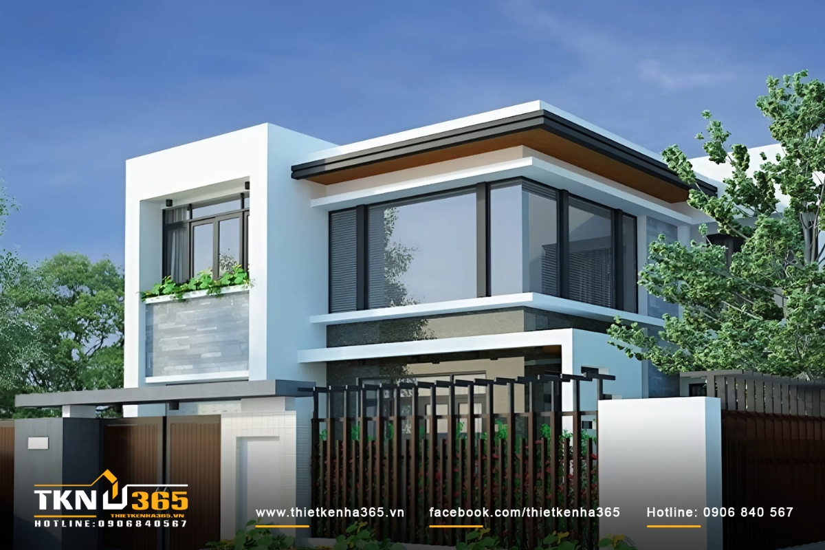 Mẫu nhà mặt tiền 2 tầng 8m sang trọng, tiện nghi