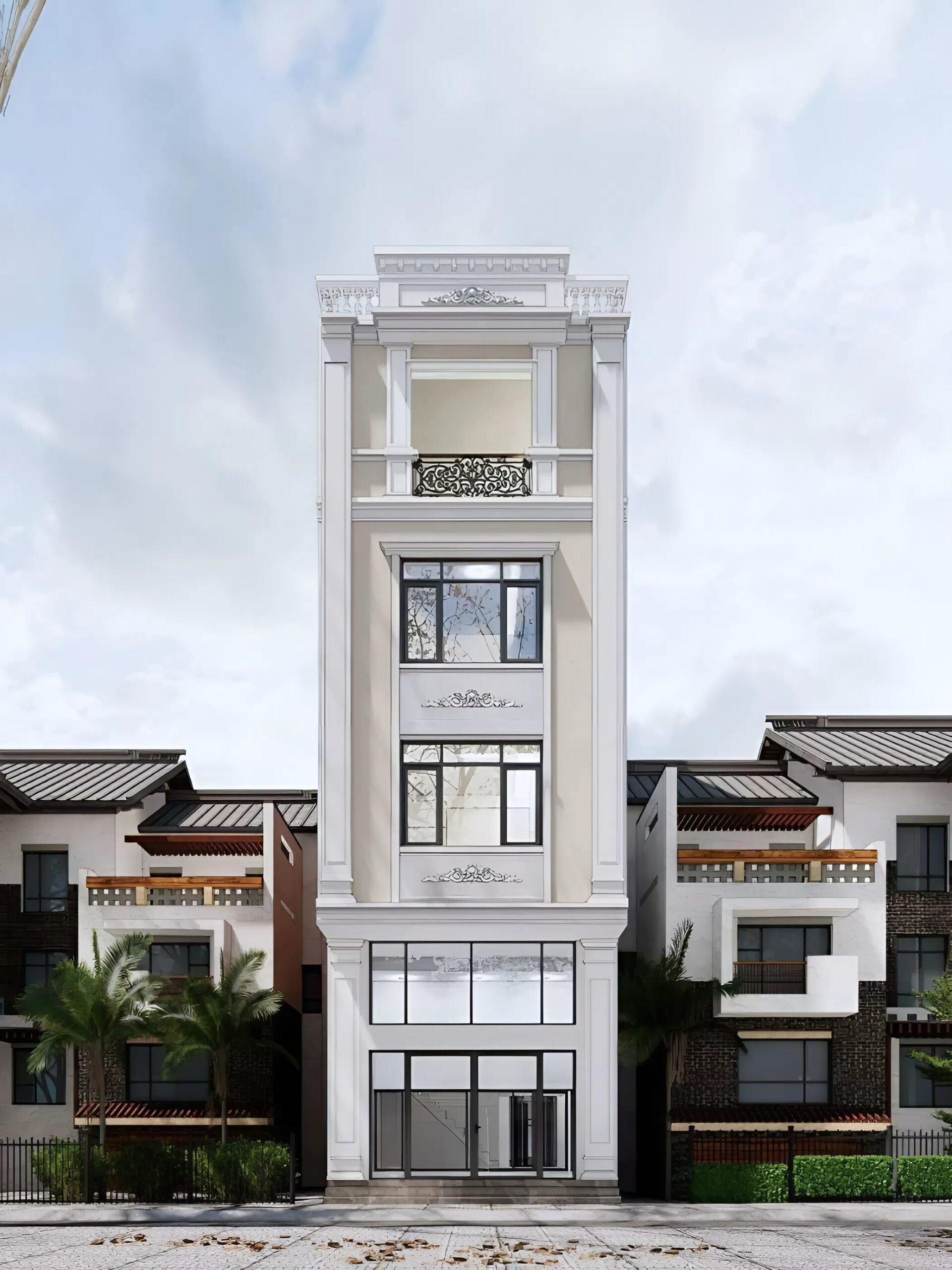 Mẫu nhà 4 tầng 4x16m thiết kế theo phong cách tân cổ điển (ảnh: sưu tầm)