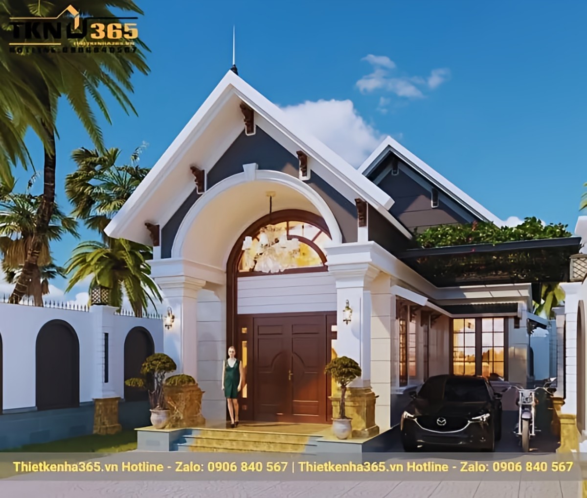 Mẫu nhà cấp 4 đẹp hình chữ L sang trọng