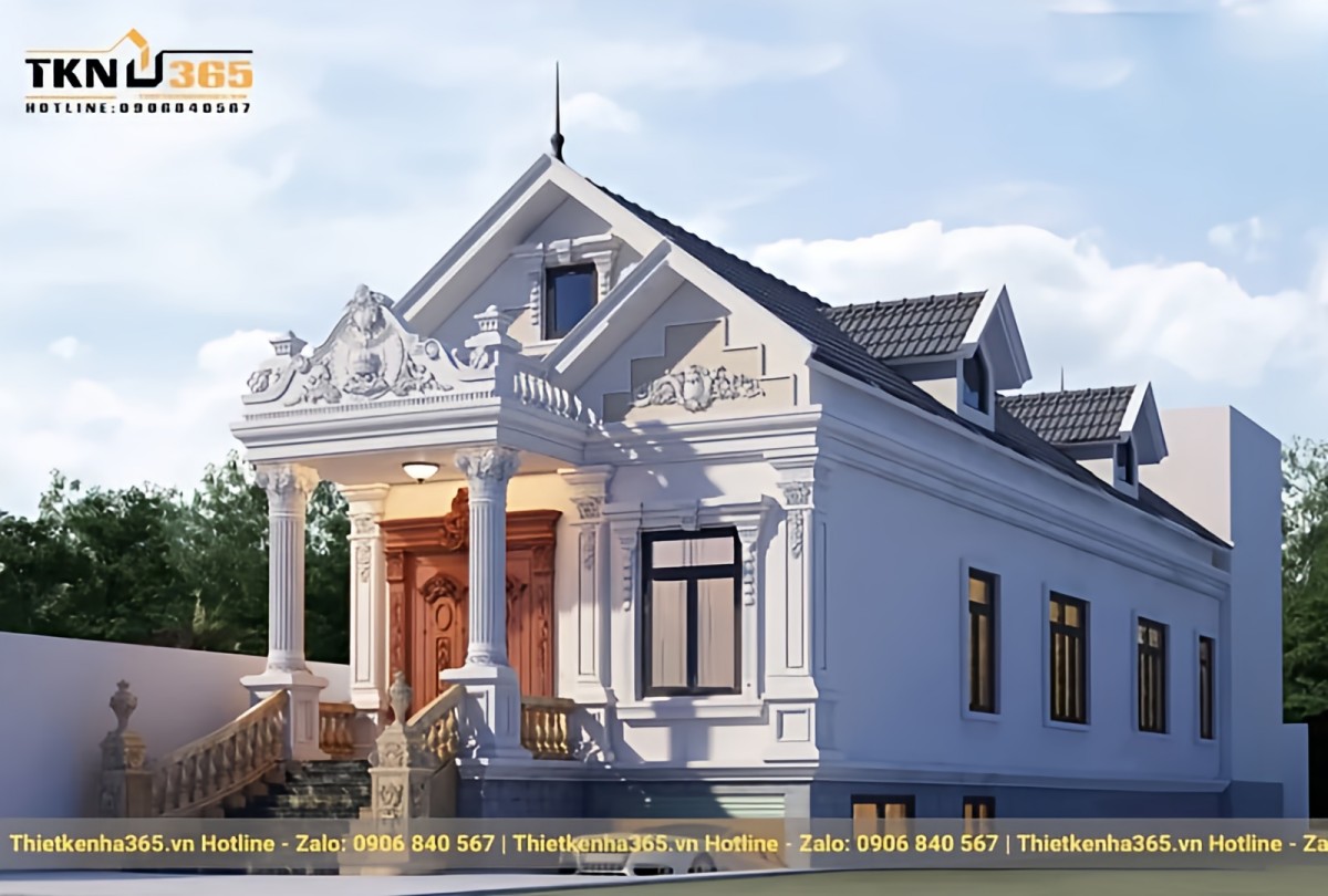 Mẫu thiết kế nhà đẹp cấp 4 kiểu Pháp ấn tượng