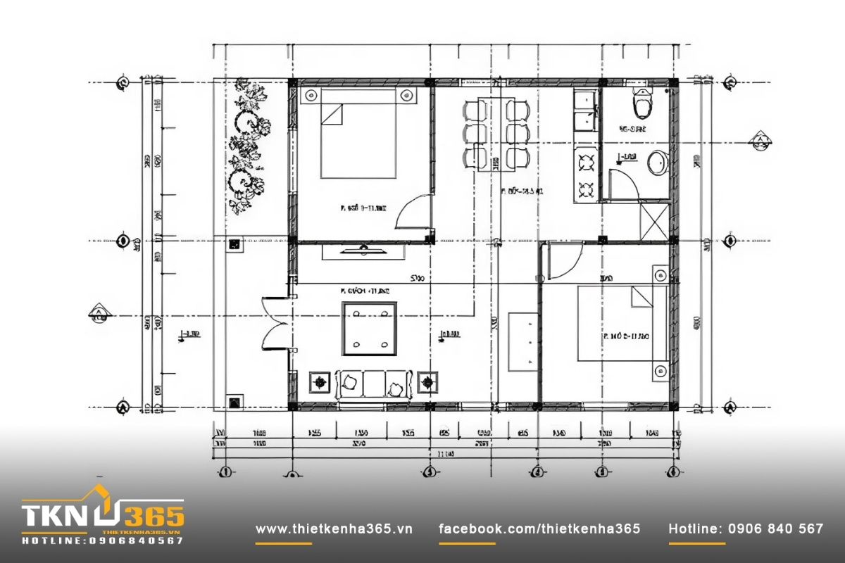 Bản vẽ chi tiết nh&agrave; ống cấp 4 m&aacute;i Th&aacute;i