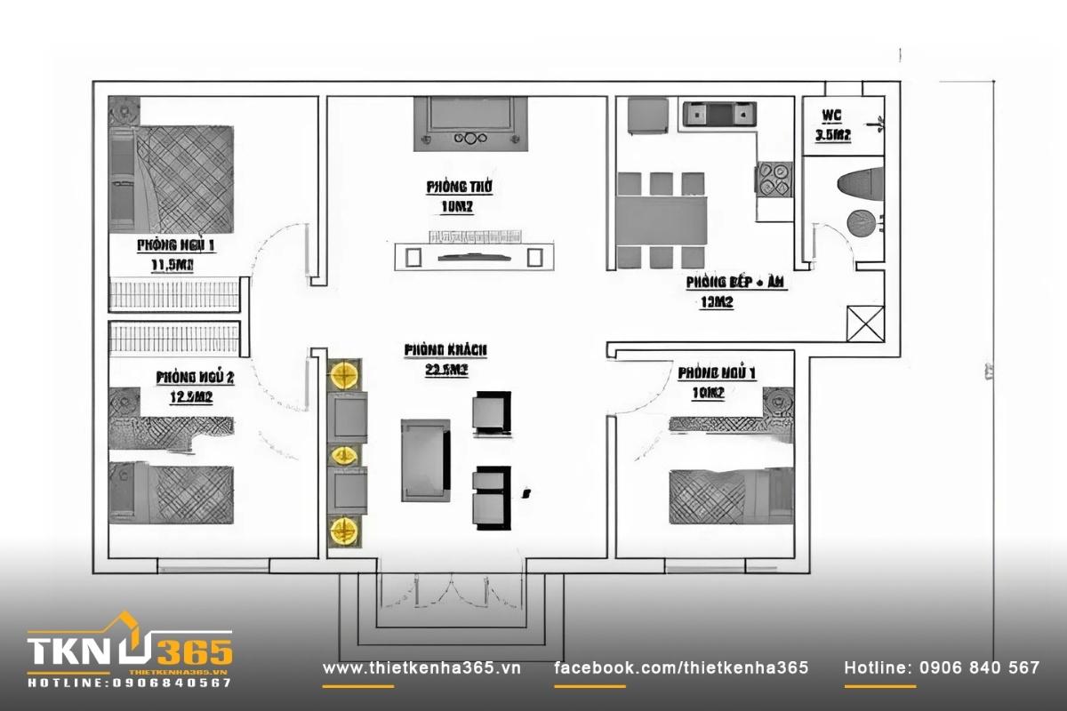 Bản vẽ chi tiết nh&agrave; cấp 4 m&aacute;i t&ocirc;n diện t&iacute;ch 7x15m