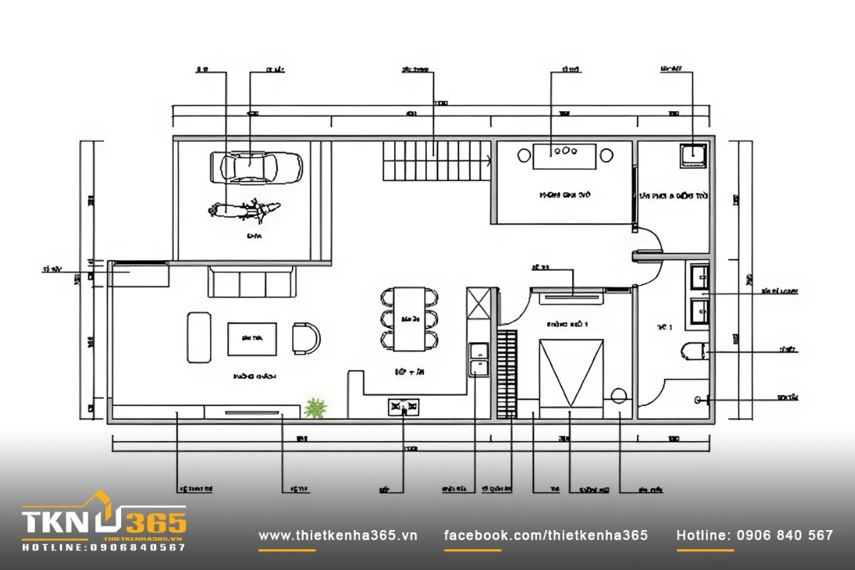 Bản vẽ chi tiết nh&agrave; cấp 4 đơn giản 6x12m