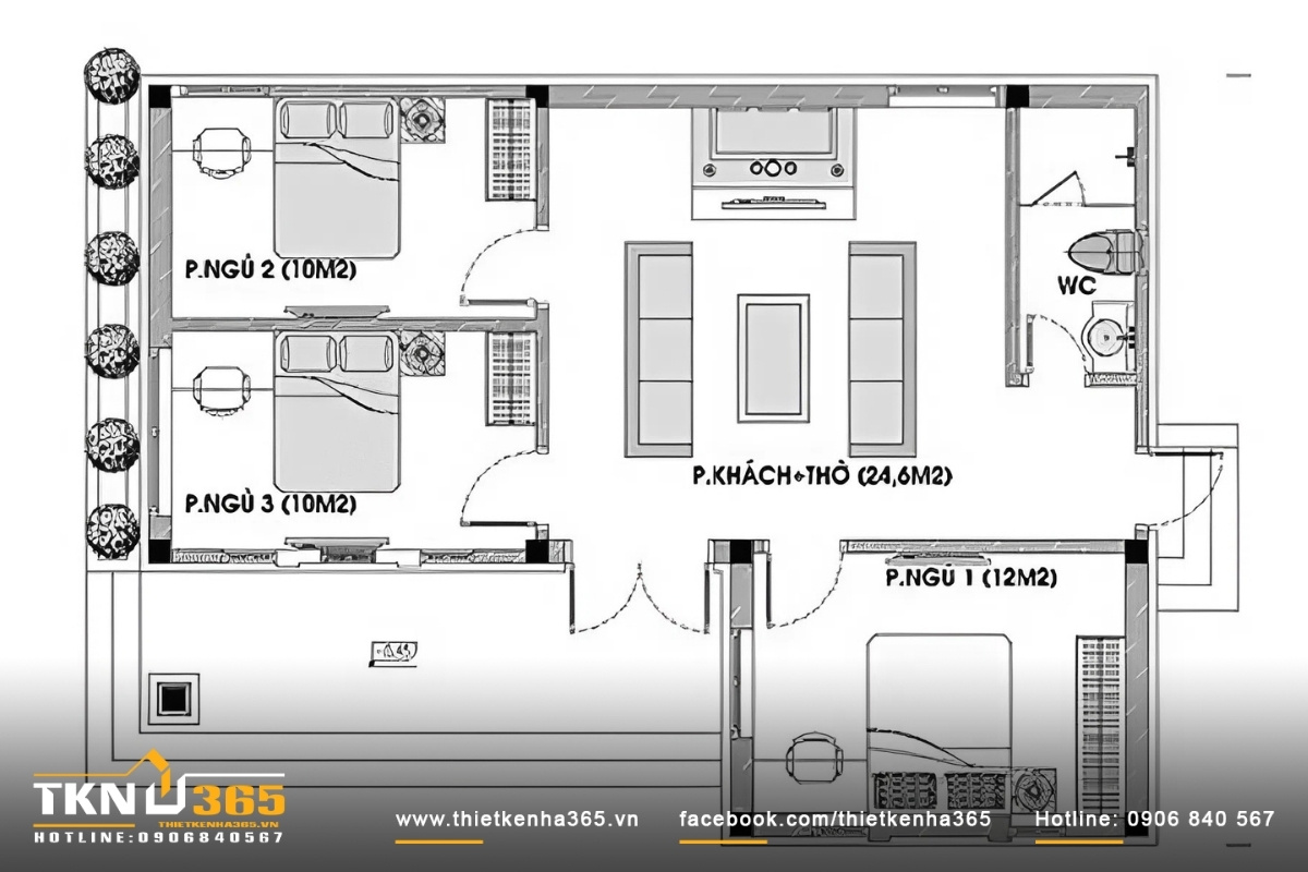 Bản vẽ chi tiết nh&agrave; cấp 4 diện t&iacute;ch 8x13m
