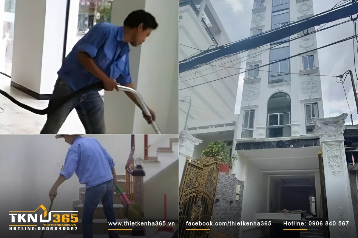 C&ocirc;ng t&aacute;c vệ sinh, b&agrave;n giao nh&agrave; cho kh&aacute;ch h&agrave;ng