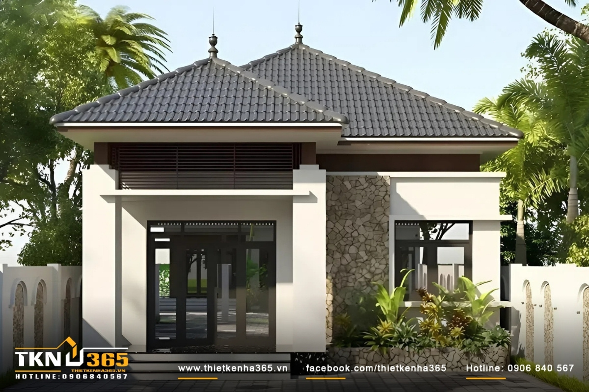 Mẫu thiết kế nh&agrave; cấp 4 đẹp, m&aacute;i ng&oacute;i ấn tượng