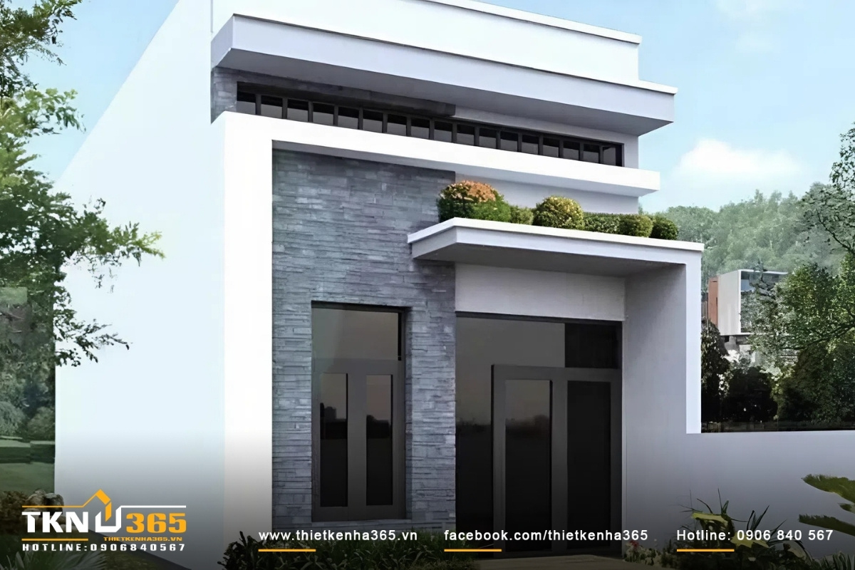 Mẫu thiết kế nh&agrave; đẹp cấp 4 g&aacute;c lửng đẹp ấn tượng