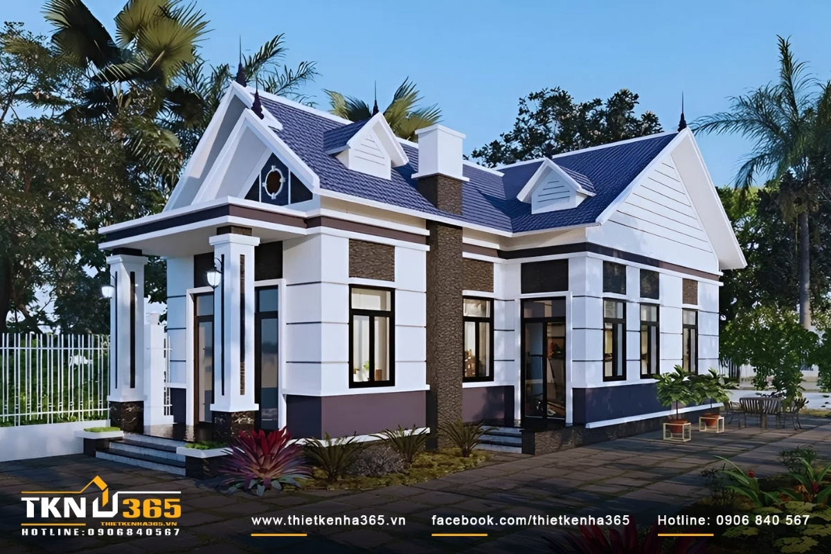 Mẫu nh&agrave; đẹp cấp 4 h&igrave;nh chữ L, ấn tượng