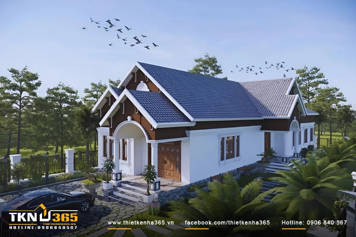 Mẫu thiết kế nh&agrave; đẹp cấp 4 kết hợp s&acirc;n vườn