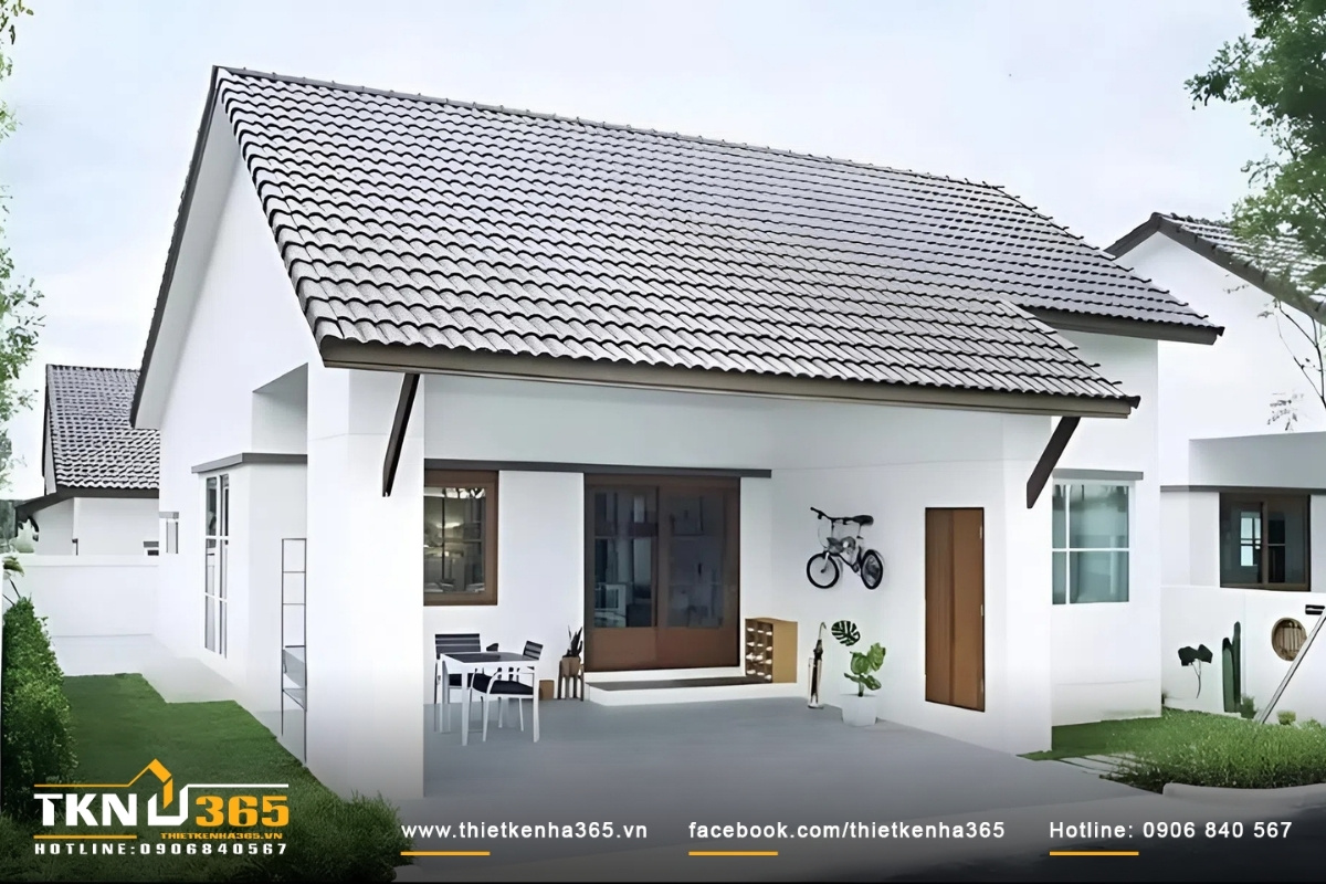 Mẫu thiết kế nh&agrave; cấp 4 đẹp kết hợp s&acirc;n vườn tho&aacute;ng m&aacute;t