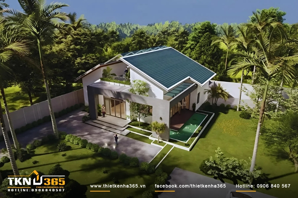 Mẫu thiết kế nh&agrave; đẹp cấp 4 kết hợp s&acirc;n vườn tạo n&ecirc;n kh&ocirc;ng gian h&ograve;a hợp với thi&ecirc;n nhi&ecirc;n