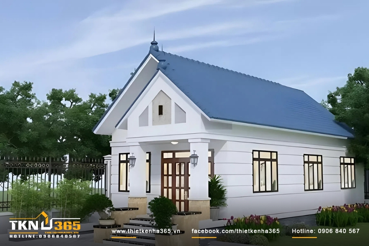 Mẫu thiết kế nh&agrave; cấp 4 hiện đại với 2 ph&ograve;ng ngủ đơn giản