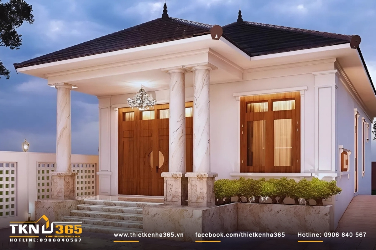 Mẫu thiết kế nh&agrave; đẹp cấp 4 diện t&iacute;ch 5x15m sang trọng