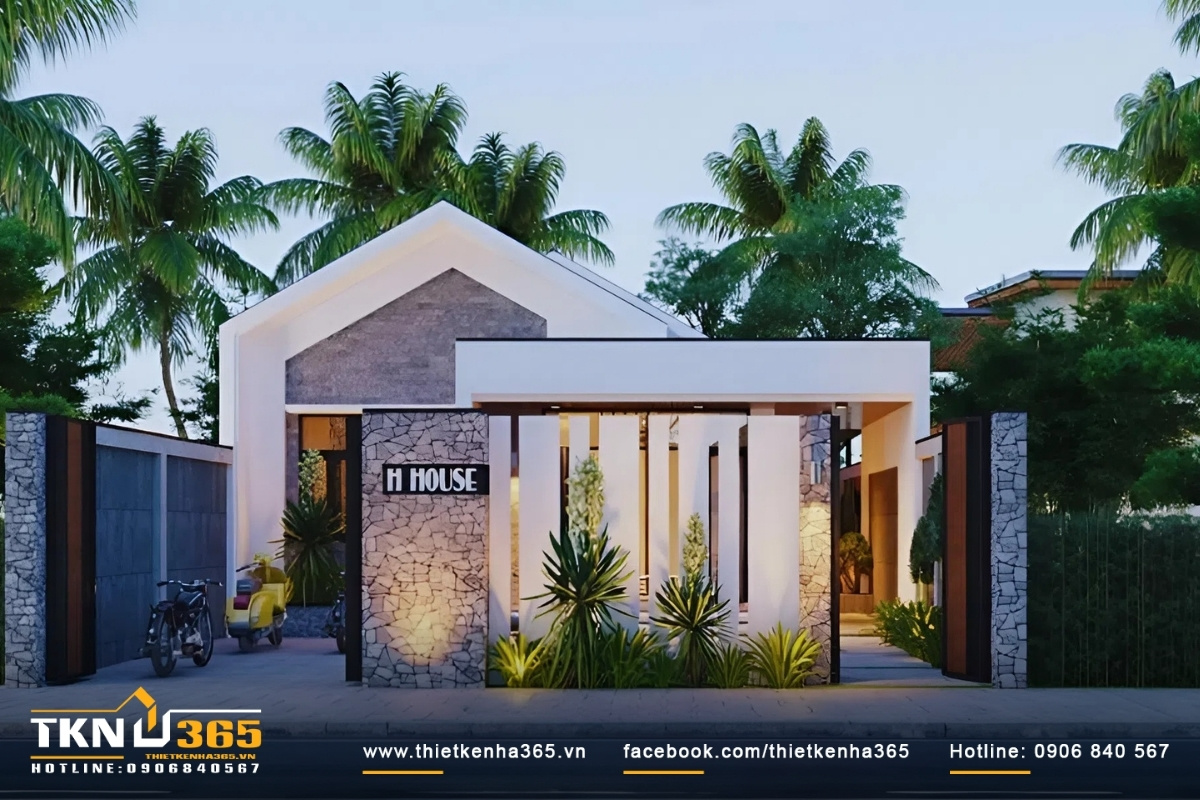 Mẫu thiết kế nh&agrave; cấp 4 đẹp diện t&iacute;ch 5x20 thẩm mỹ