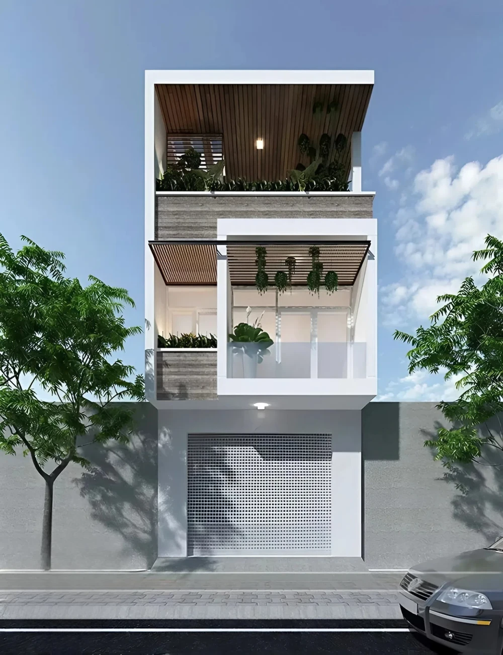 Mẫu nh&agrave; phố hẹp ngang 3m sang trọng