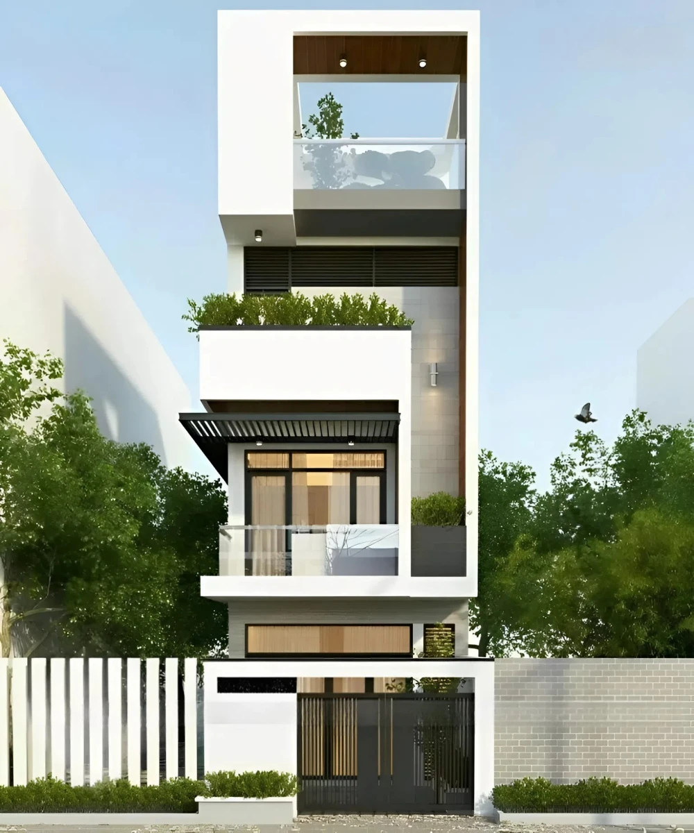 Mẫu nh&agrave; hẹp ngang 3m mở rộng kh&ocirc;ng gian bằng hệ thống cửa k&iacute;nh