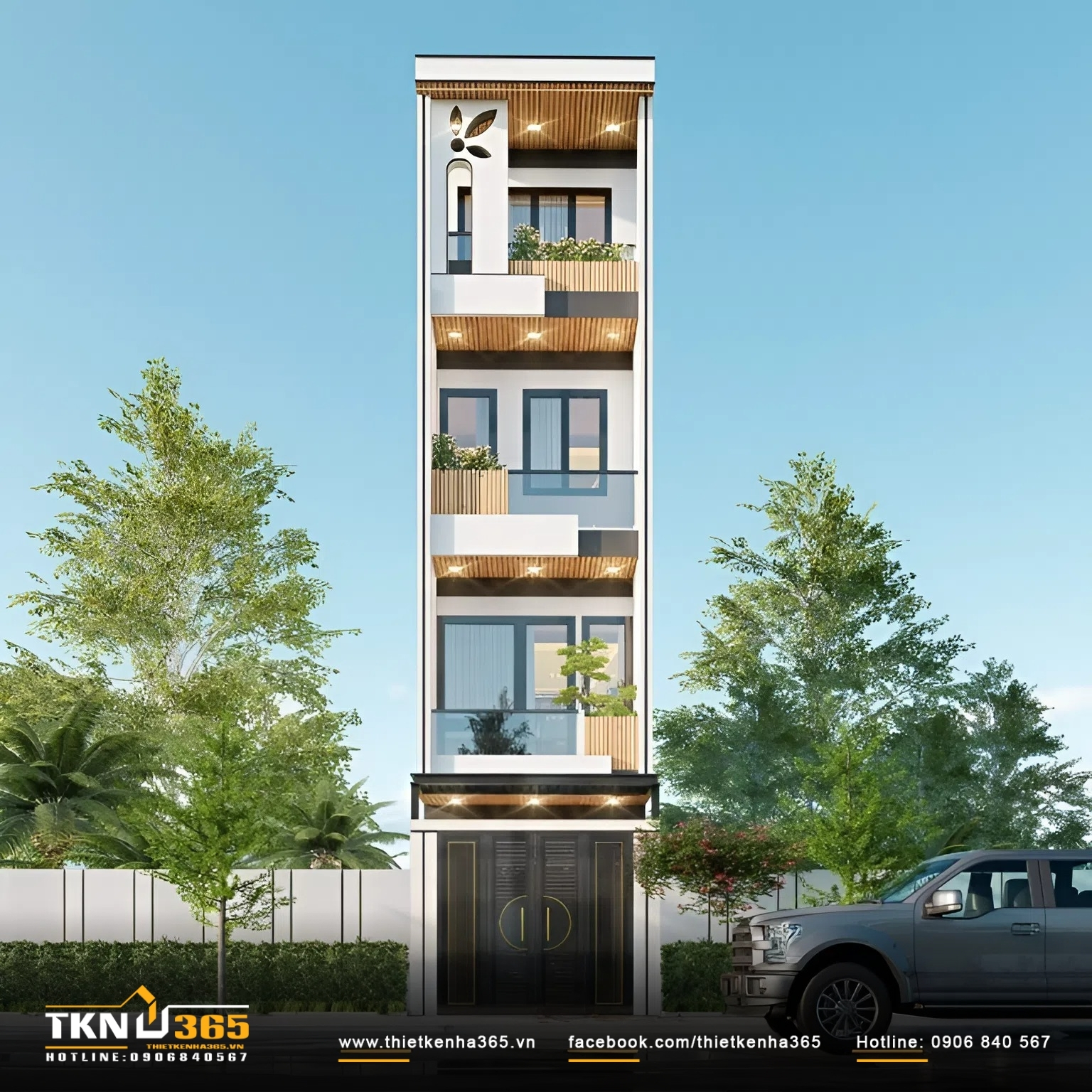 Thiết kế mặt tiền nh&agrave; phố 6m 4 tầng theo phong c&aacute;ch hiện đại, thu h&uacute;t