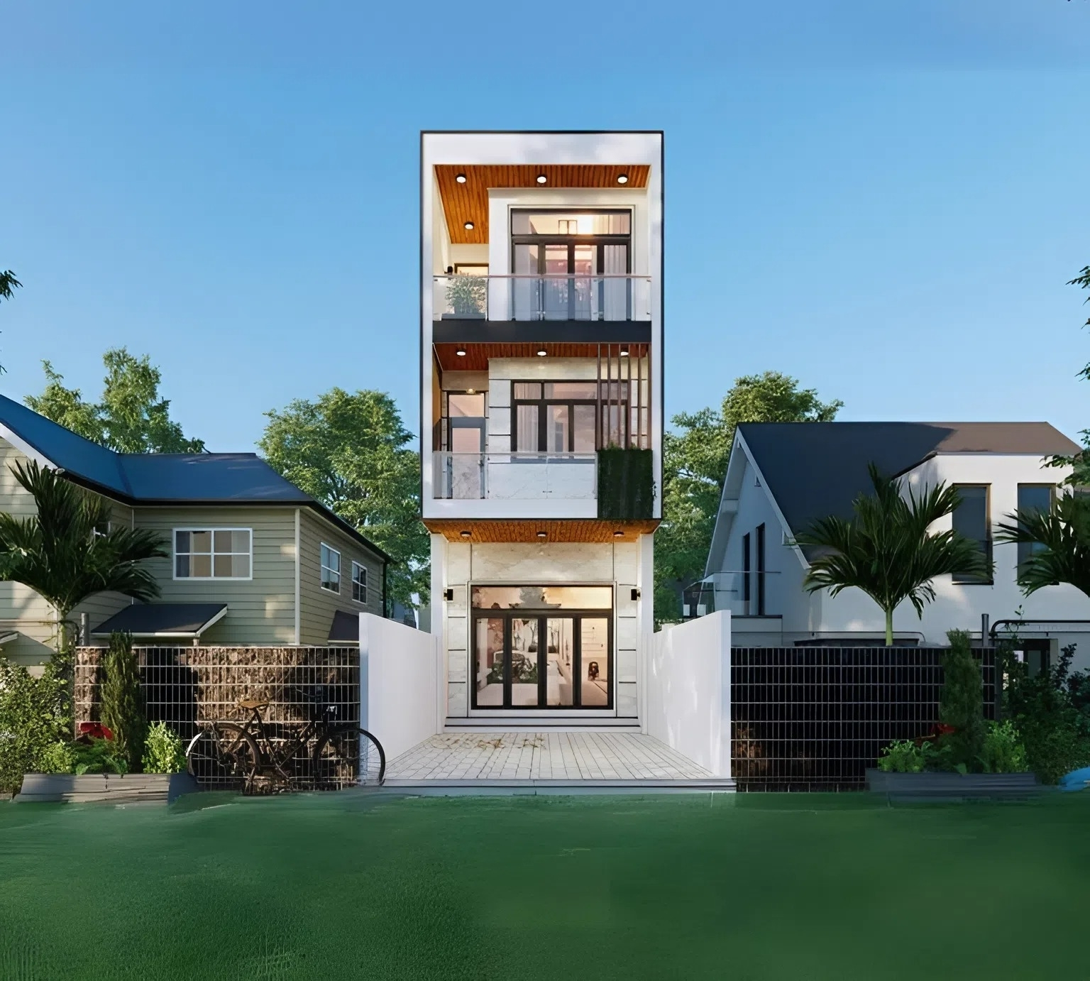 Mẫu nh&agrave; mặt tiền 6m kiểu Ph&aacute;p tại B&igrave;nh Dương (ảnh: sưu tầm)