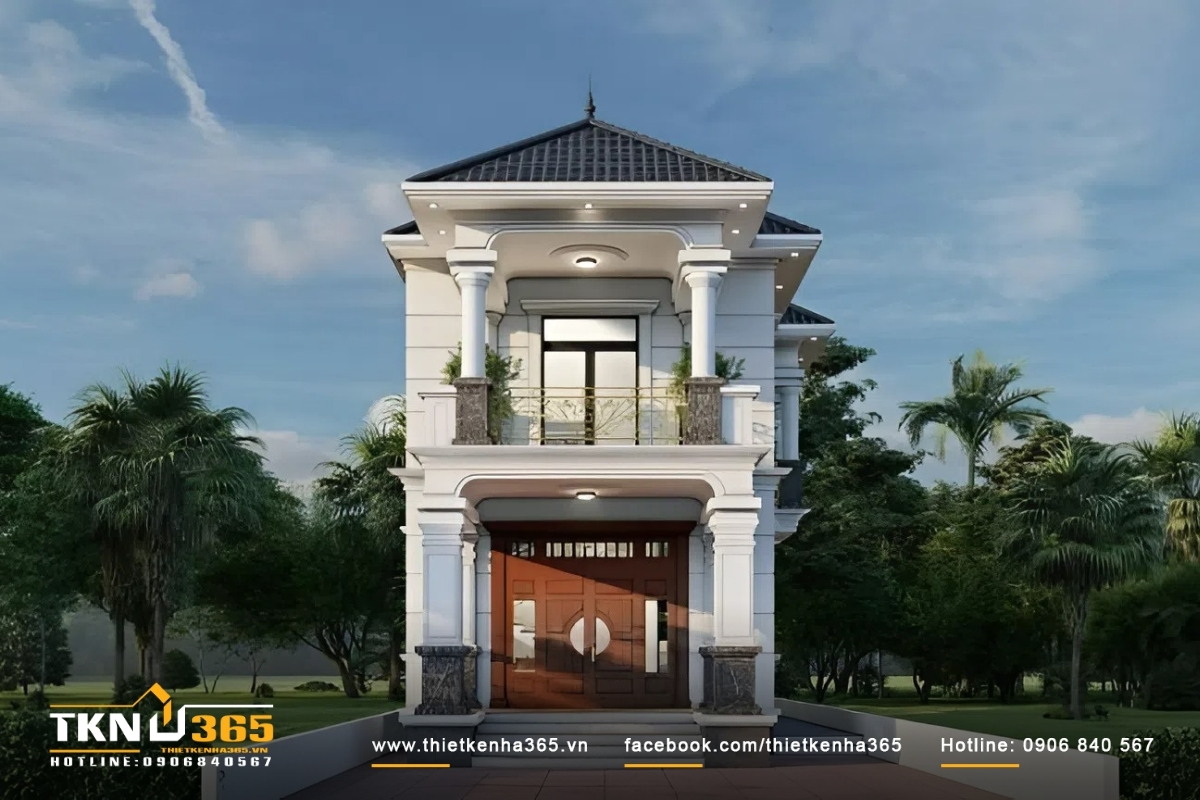 Mặt bằng nh&agrave; mặt tiền rộng 6m phong c&aacute;ch t&acirc;n cổ điển