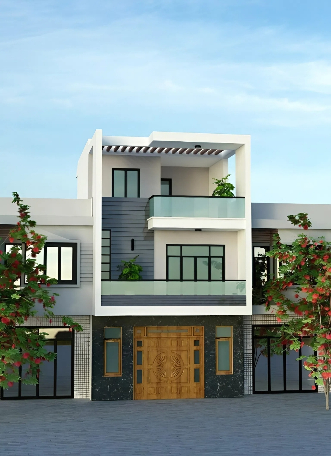 Mẫu nh&agrave; mặt tiền 6m c&oacute; 2 tầng c&ugrave;ng 1 tầng tum được nhiều người y&ecirc;u th&iacute;ch (ảnh: sưu tầm)