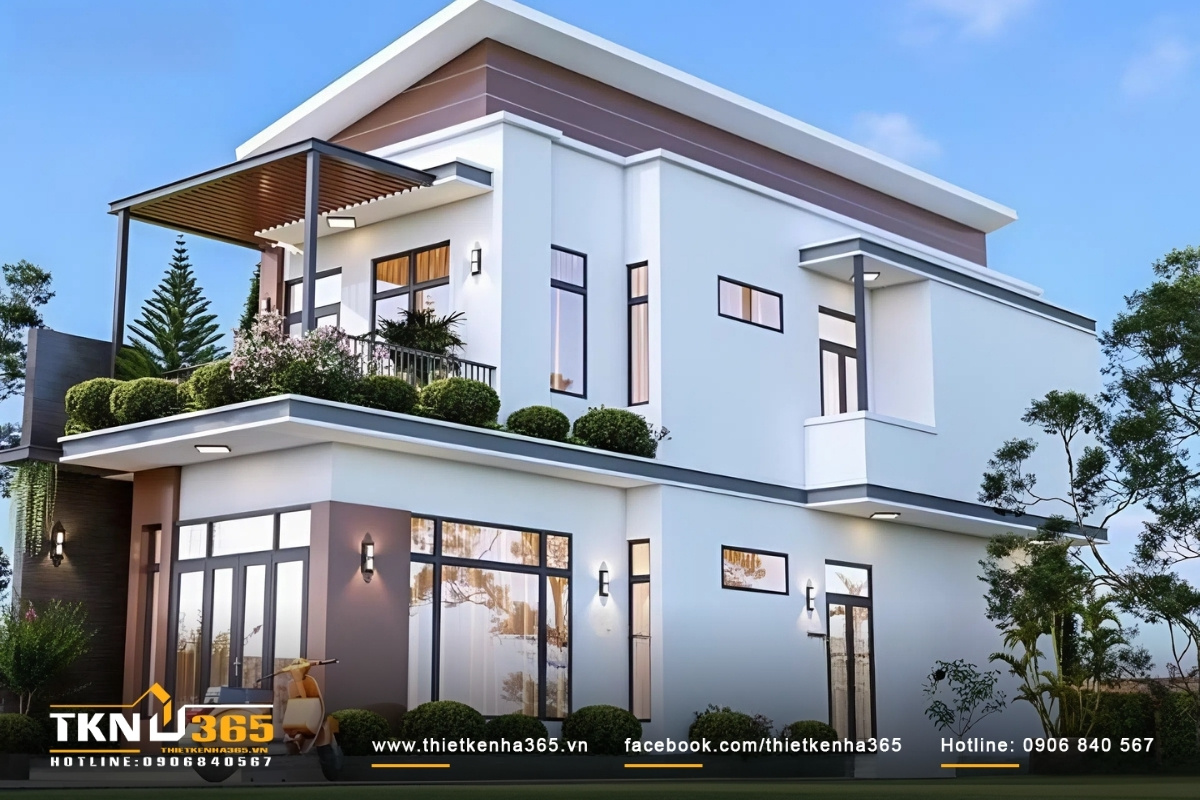 Thiết kế nh&agrave; 7m d&agrave;i 13m m&aacute;i lệch đẹp độc đ&aacute;o