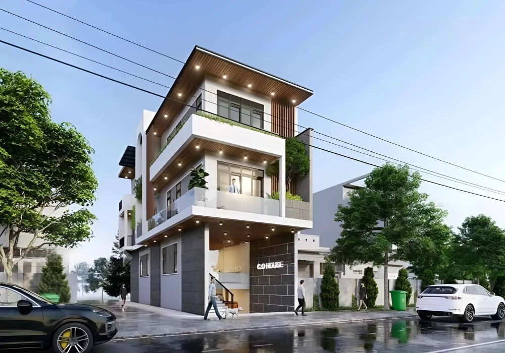 Mẫu nh&agrave; hầm ch&igrave;m 2 mặt tiền (căn g&oacute;c)