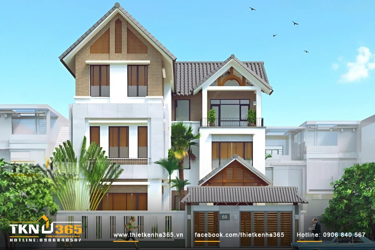 Thiết kế biệt thự 3 tầng 14x14m cho chị Hồng ở An Giang