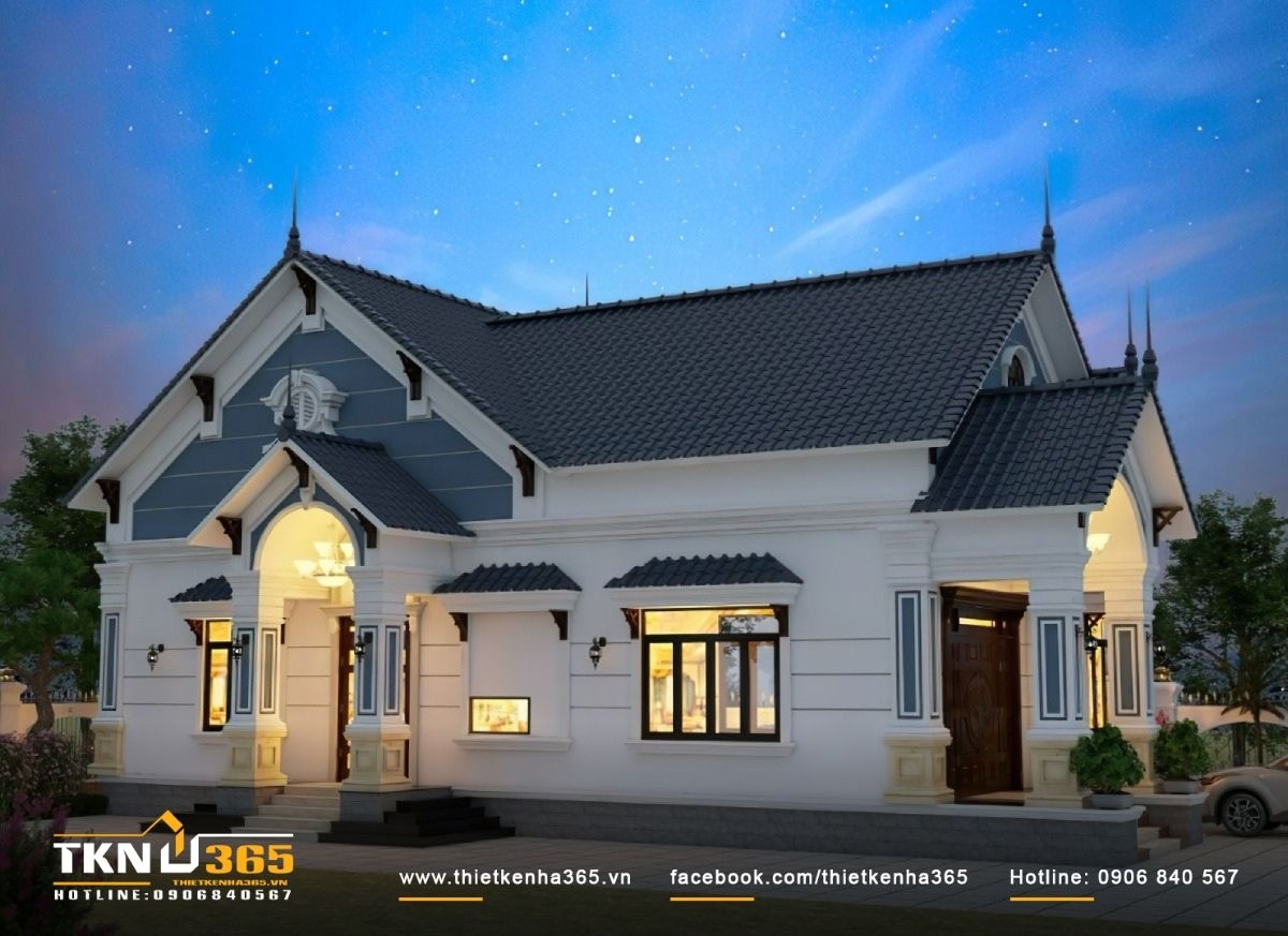 Mẫu thiết kế nh&agrave; 1 tầng 5x15m m&aacute;i Th&aacute;i ấn tượng