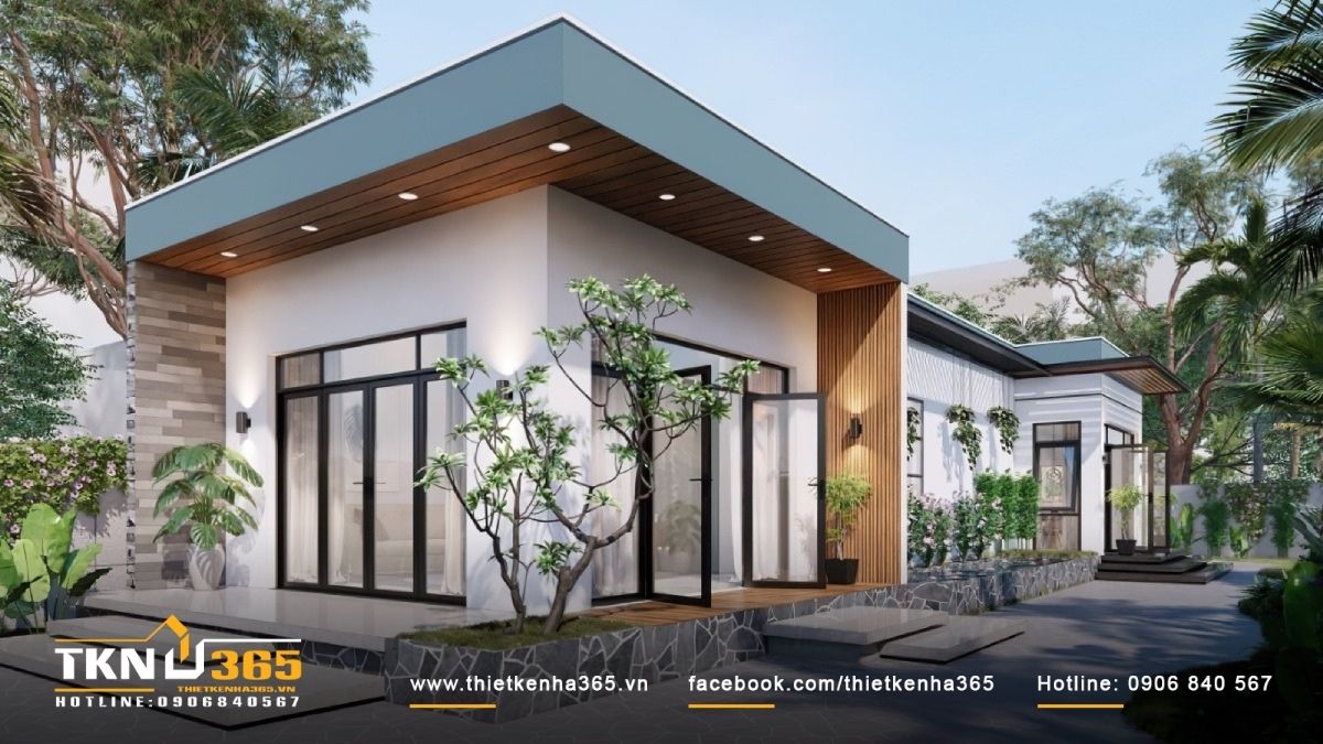 Thiết kế nh&agrave; 1 tầng 5x15m theo phong c&aacute;ch hiện đại