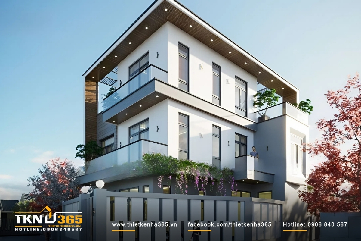 Thiết kế nhà có 2 mặt tiền kinh doanh 3 tầng