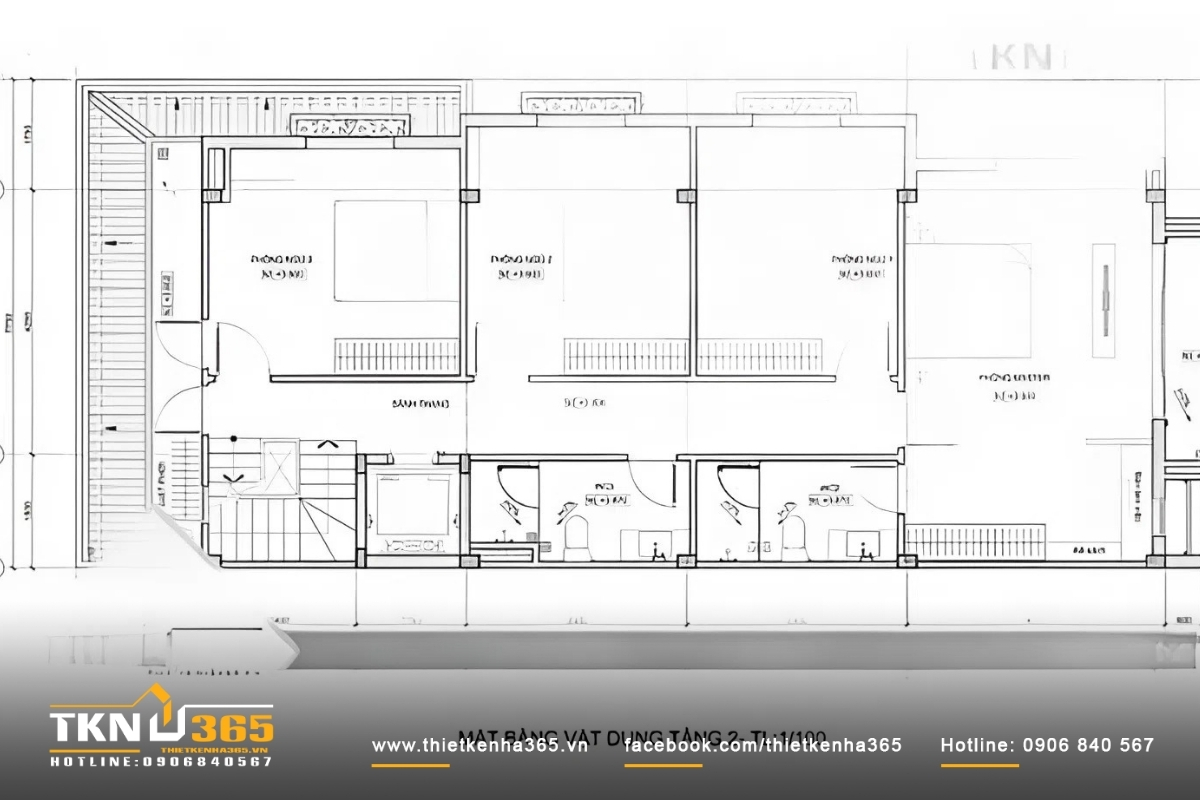 Mặt bằng tầng 1 nhà 4 tầng 2 mặt tiền kinh doanh